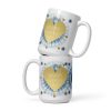 Adire Gold Heart White glossy mug
