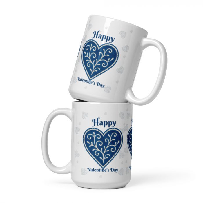 Spiral Adire Love Valentine White glossy mug