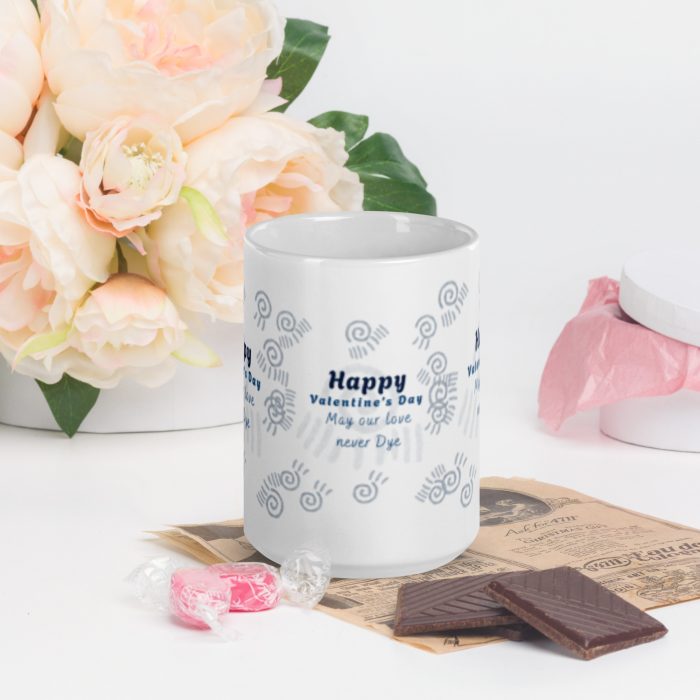 Adire design Valentine White glossy mug