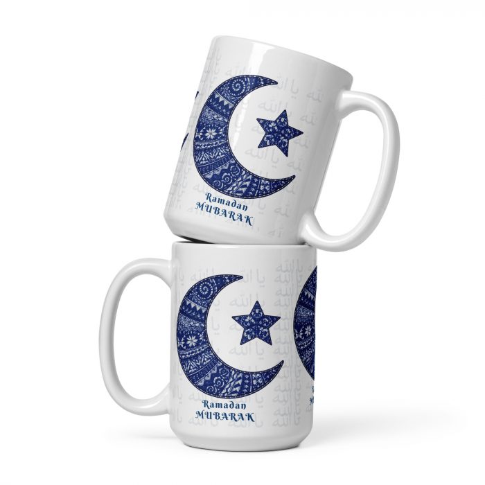 white-glossy-mug-white-15-oz-front-view-696bc646a511d Ramadan Mubarak Islamic Mug Gift Ceramic 11 oz Dishwasher & Microwave Safe Sturdy Glossy Vivid Print