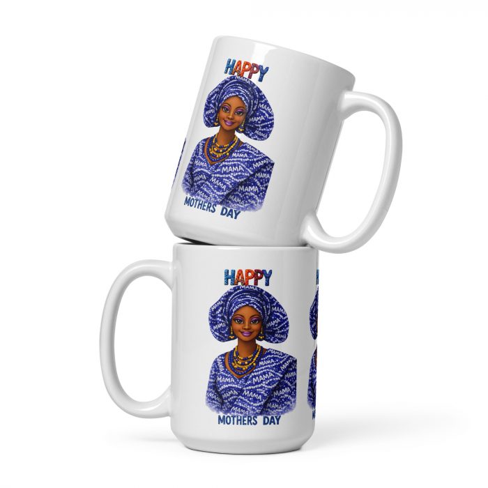 white-glossy-mug-white-15-oz-front-view-696fe0411995b.jpg Mama Adire | African-Inspired Mother’s Day Ceramic Mug Gift