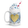 Adire Gold Heart White glossy mug
