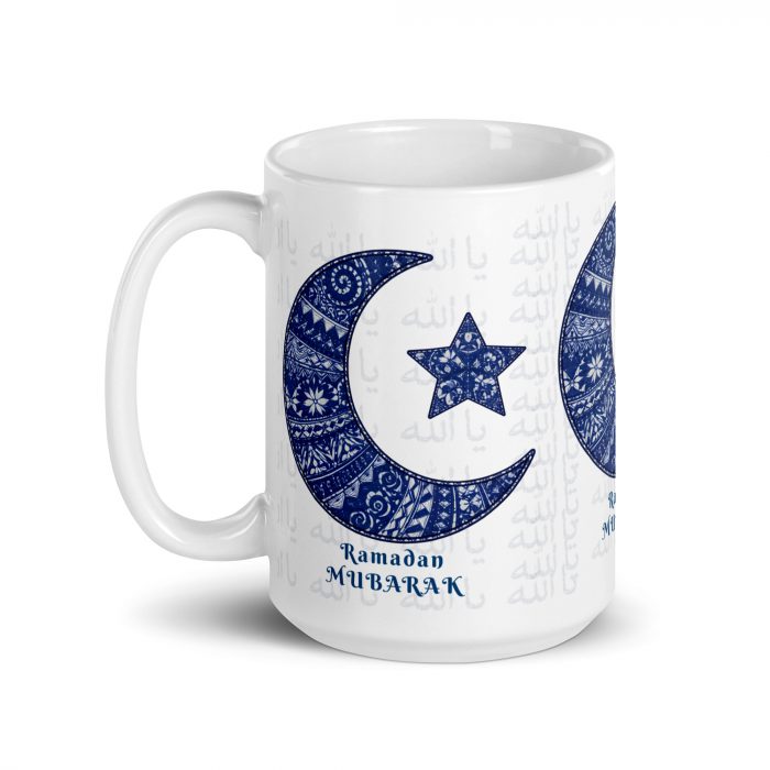 white-glossy-mug-white-15-oz-handle-on-left-696bc646a4b65 Ramadan Mubarak Islamic Mug Gift Ceramic 11 oz Dishwasher & Microwave Safe Sturdy Glossy Vivid Print
