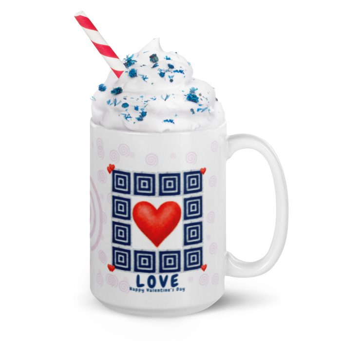 Adire with love White glossy mug